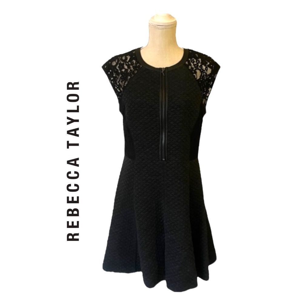 Rebecca Taylor Crew Neck Zip Front Quilted Mini Dress